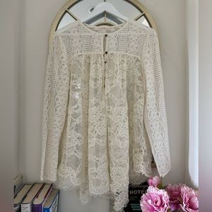 Anthropologie Lace Henley Top